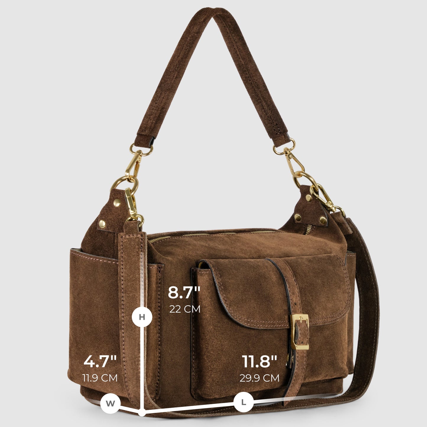 Italian Genuine Suede Shoulder Bag | Sondrio