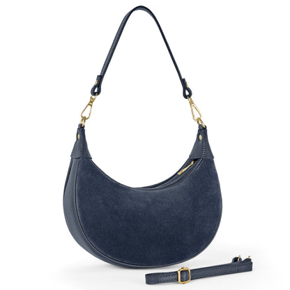 Italian Genuine Suede & Full-Grain Leather Shoulder Bag | Arezzo