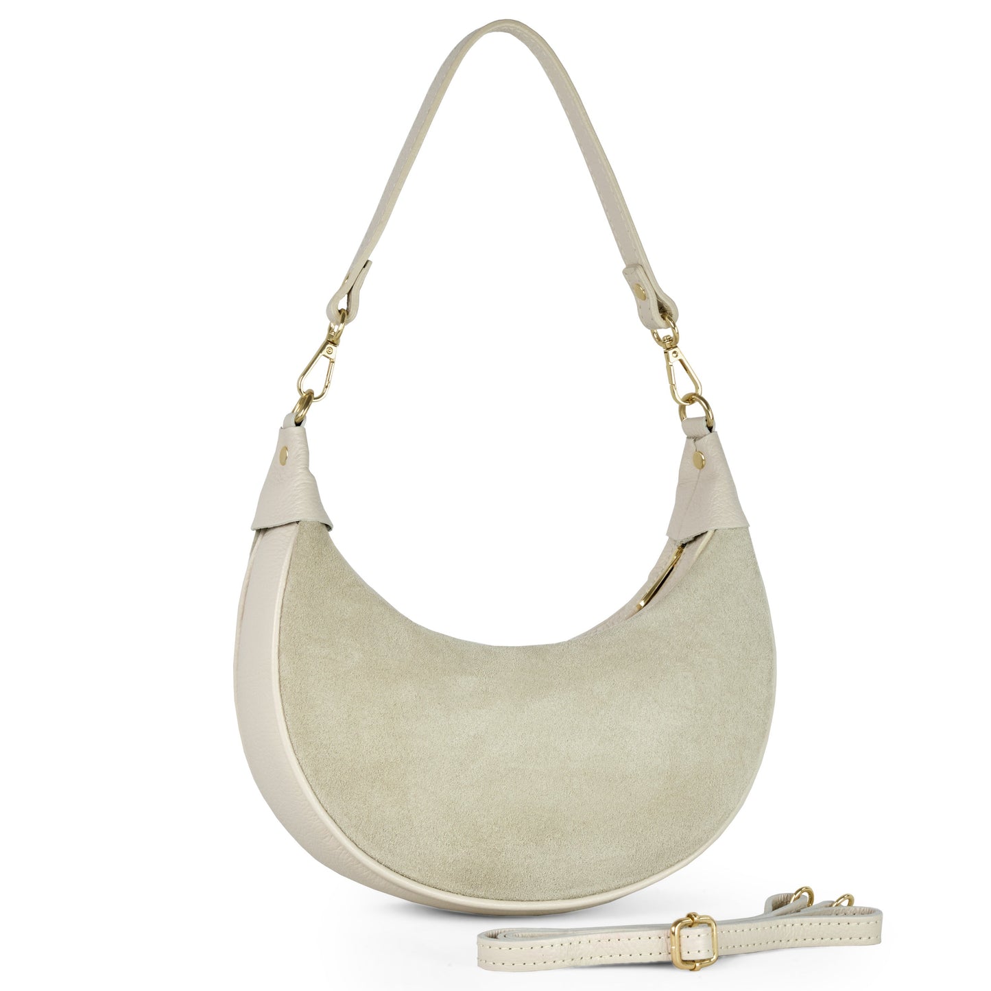 Italian Genuine Suede & Full-Grain Leather Shoulder Bag | Arezzo