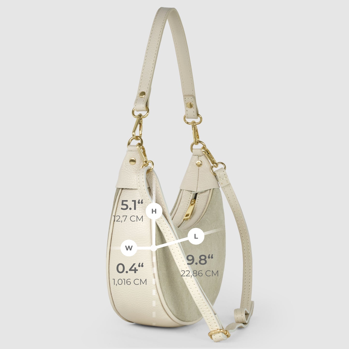 Italian Genuine Suede & Full-Grain Leather Shoulder Bag | Arezzo