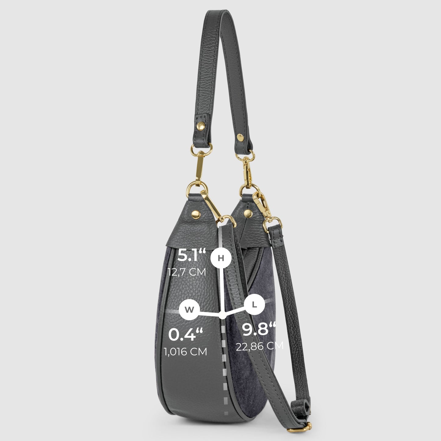 Italian Genuine Suede & Full-Grain Leather Shoulder Bag | Arezzo