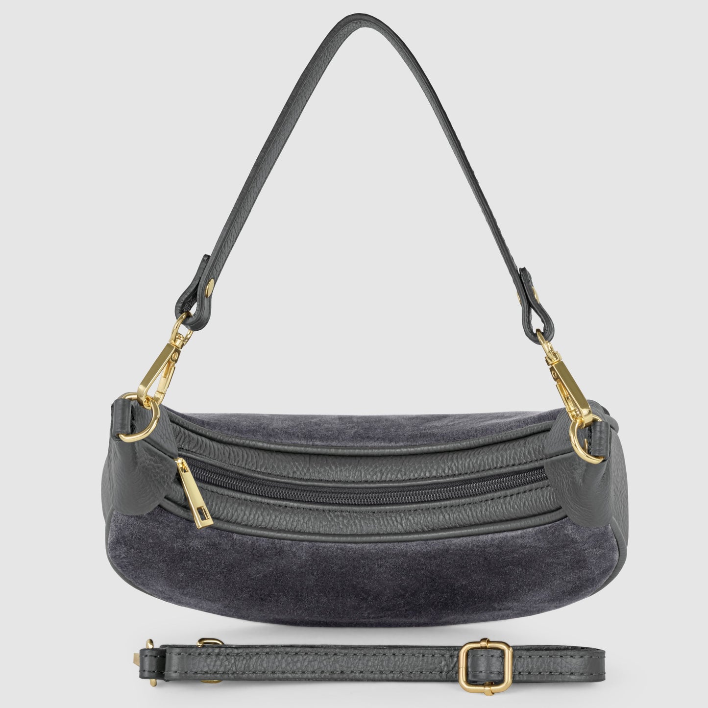 Italian Genuine Suede & Full-Grain Leather Shoulder Bag | Arezzo