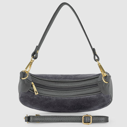 Italian Genuine Suede & Full-Grain Leather Shoulder Bag | Arezzo