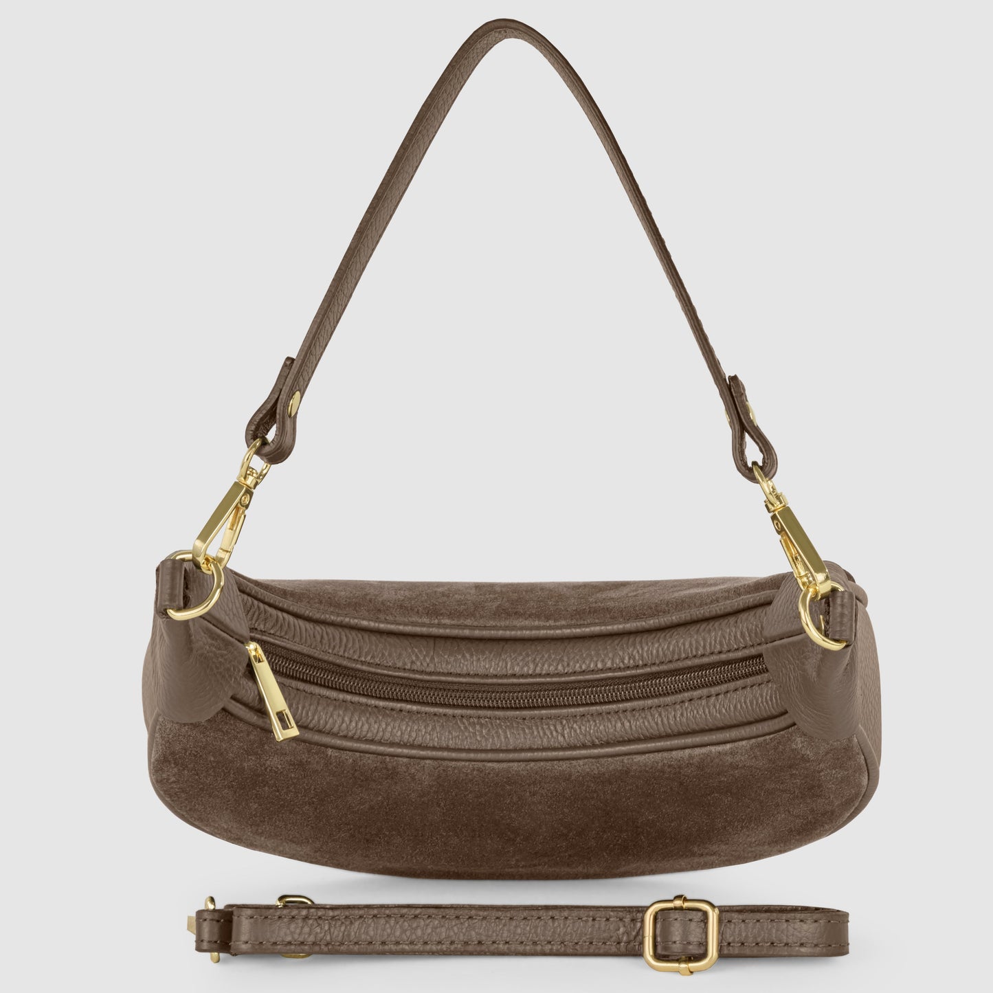 Italian Genuine Suede & Full-Grain Leather Shoulder Bag | Arezzo