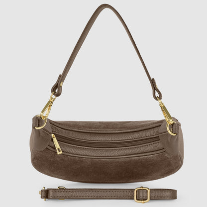 Italian Genuine Suede & Full-Grain Leather Shoulder Bag | Arezzo