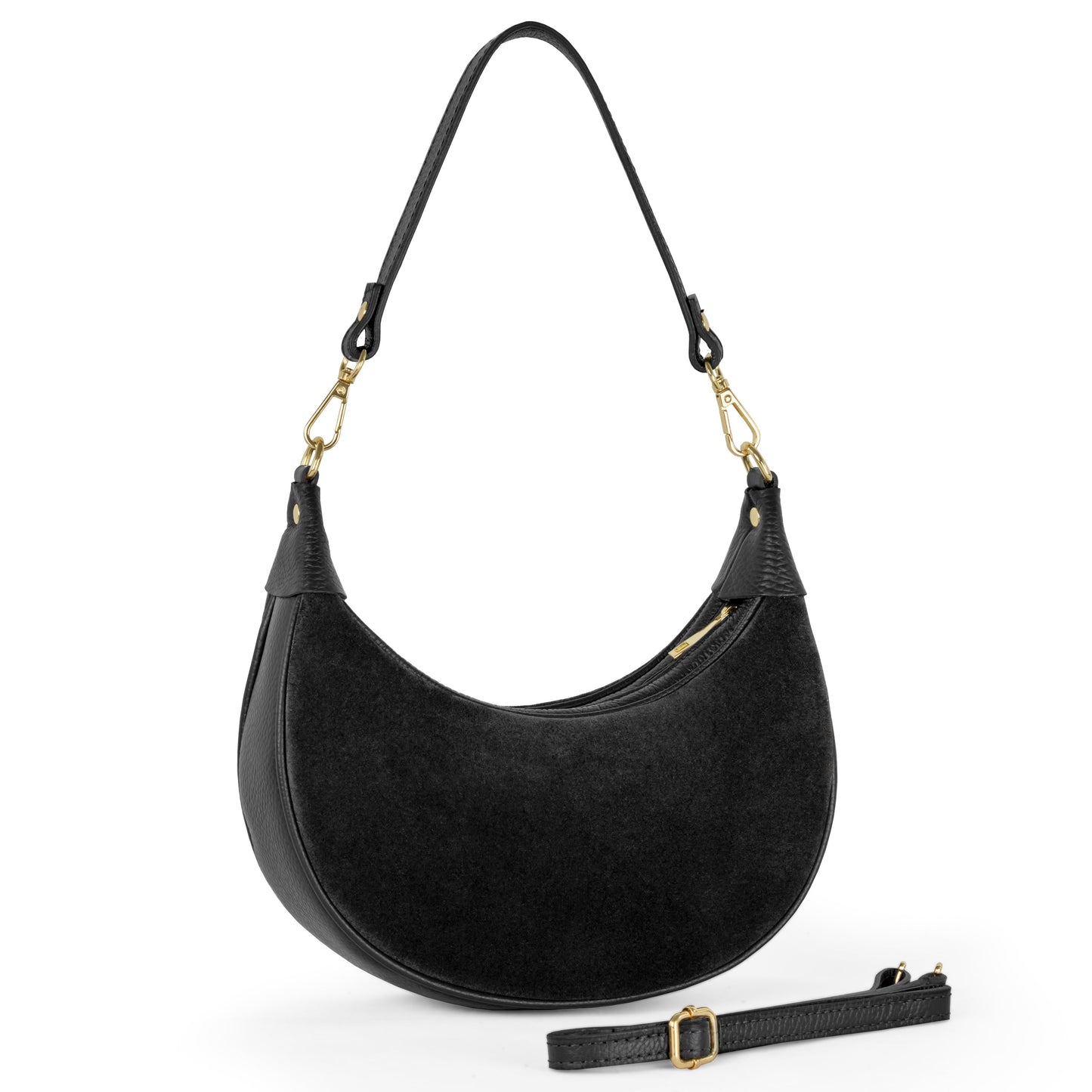 Italian Genuine Suede & Full-Grain Leather Shoulder Bag | Arezzo