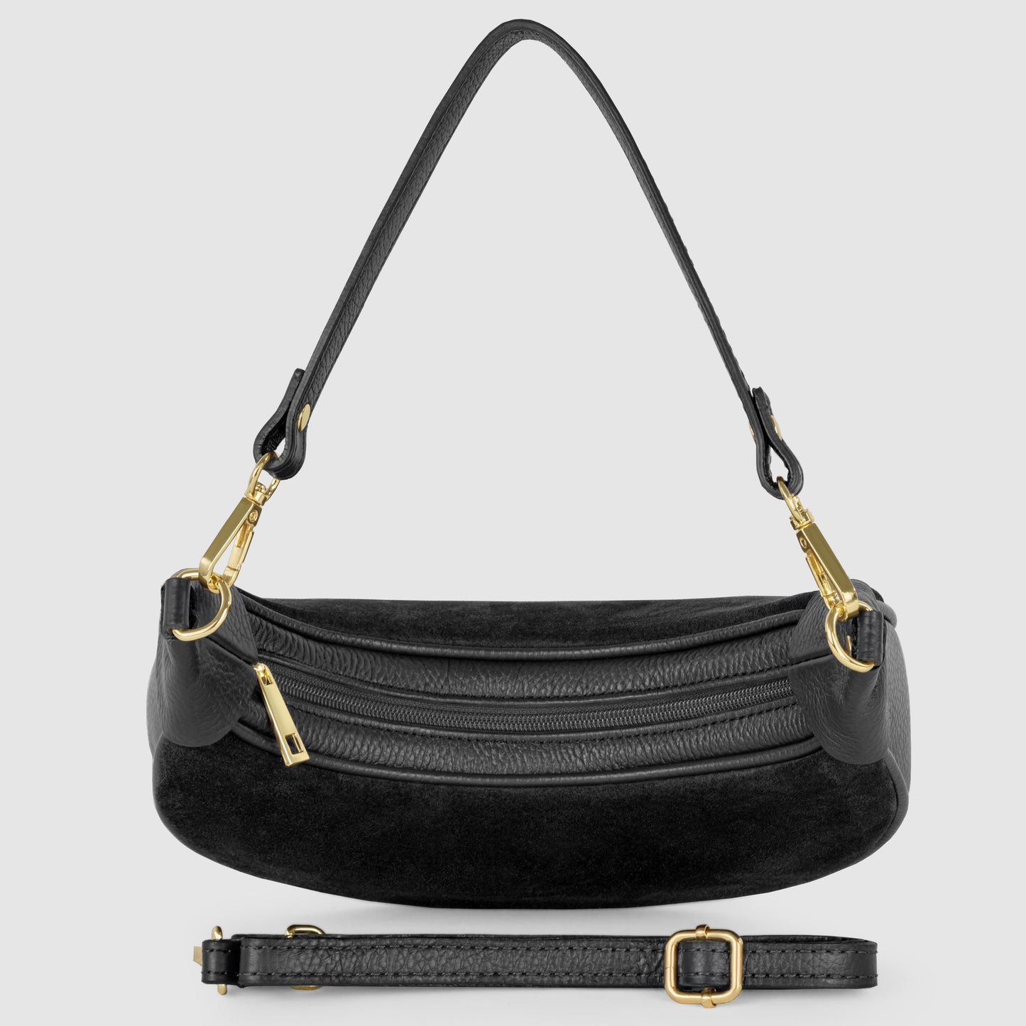 Italian Genuine Suede & Full-Grain Leather Shoulder Bag | Arezzo