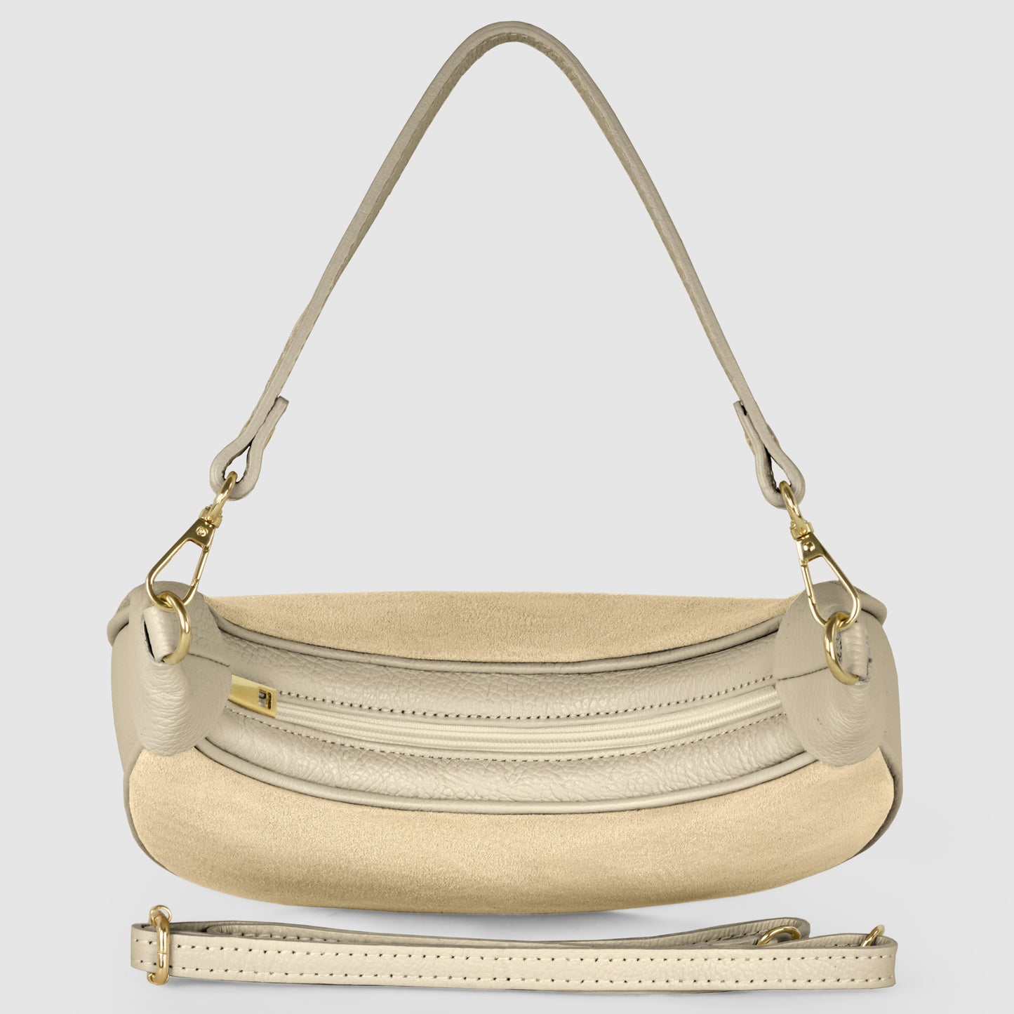 Italian Genuine Suede & Full-Grain Leather Shoulder Bag | Arezzo