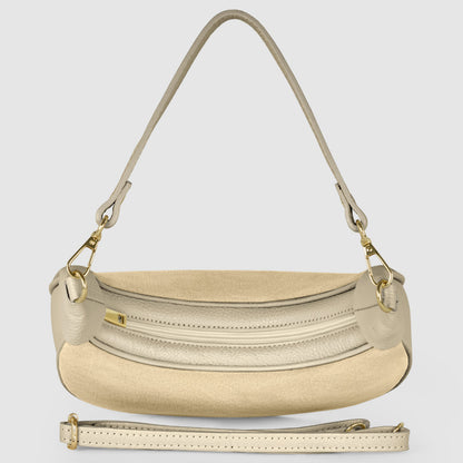 Italian Genuine Suede & Full-Grain Leather Shoulder Bag | Arezzo