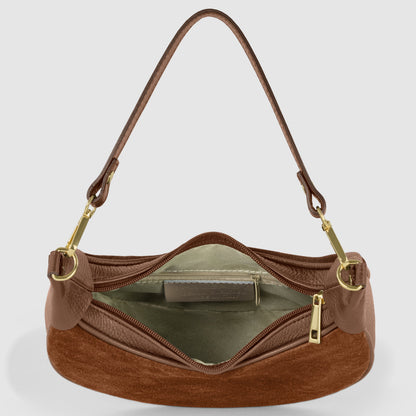 Italian Genuine Suede & Full-Grain Leather Shoulder Bag | Arezzo