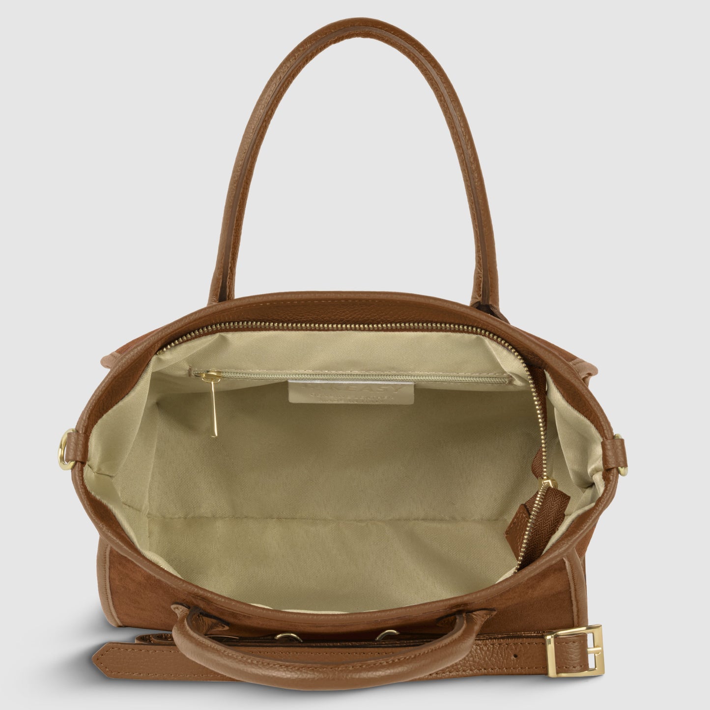 Italian Genuine Suede & Full-Grain Leather Top-Handle Bag | Alba