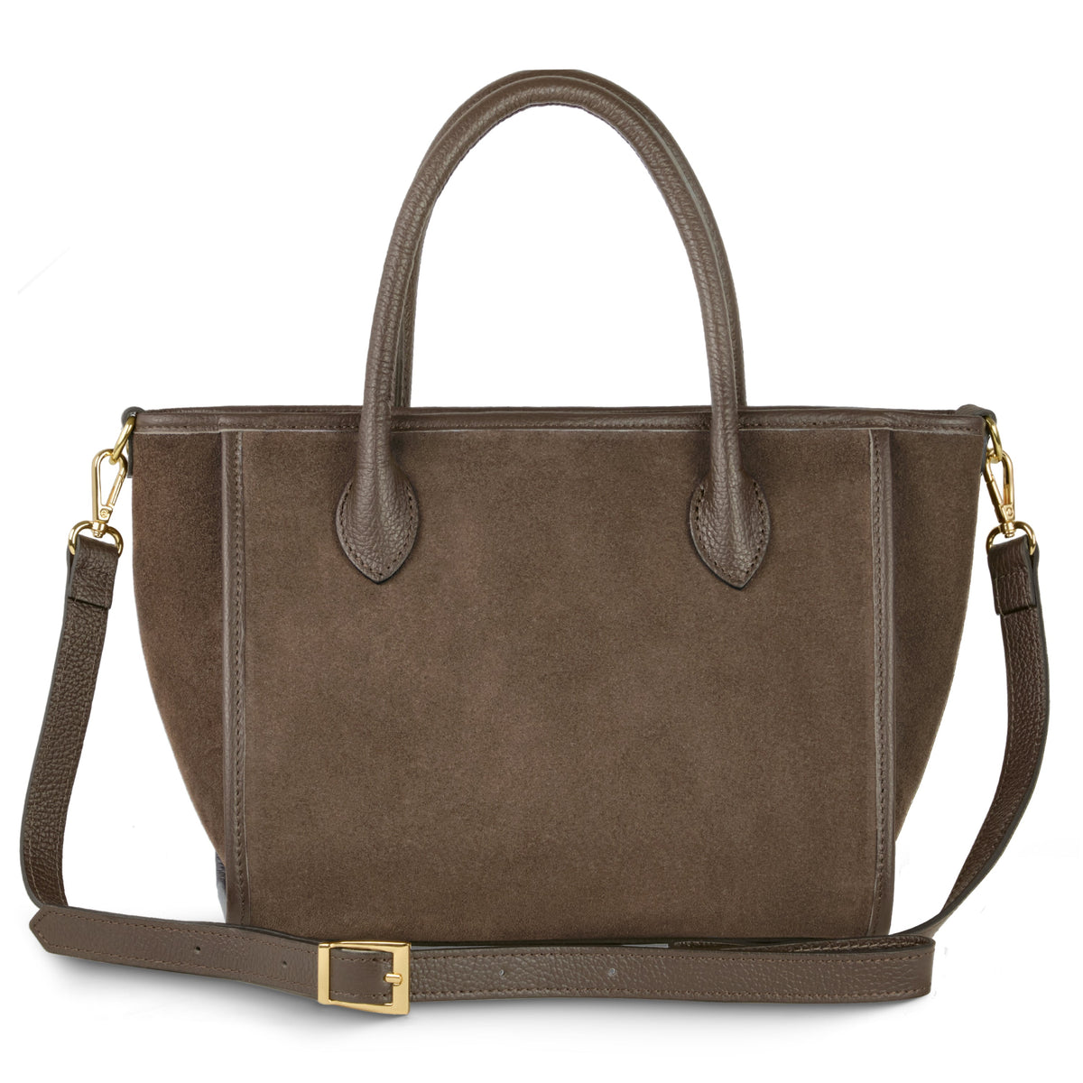 Bolso con asa superior de ante genuino y piel plena flor italianos | Alba