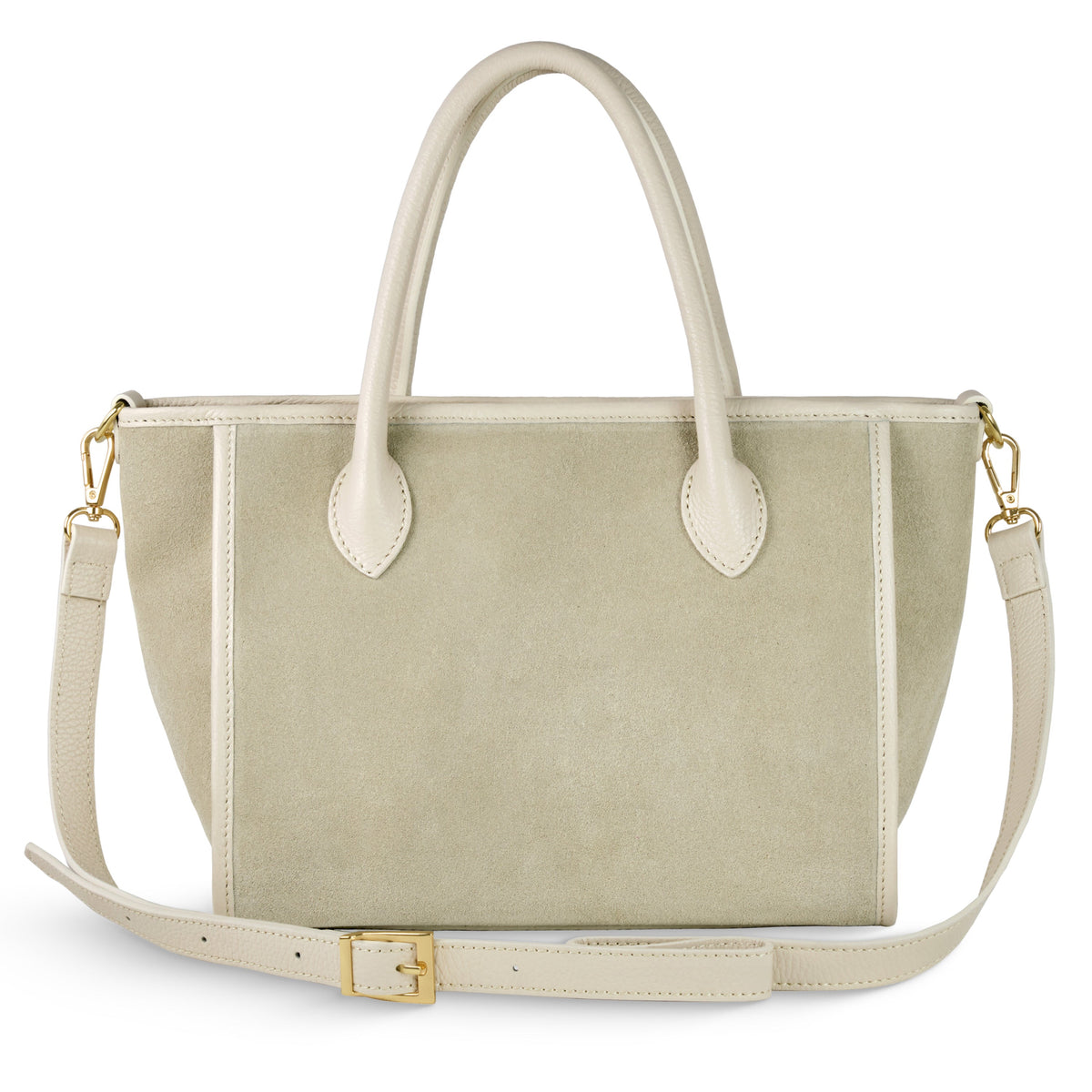 Bolso con asa superior de ante genuino y piel plena flor italianos | Alba