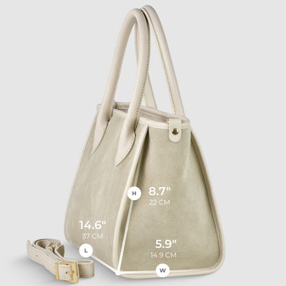 Italian Genuine Suede & Full-Grain Leather Top-Handle Bag | Alba