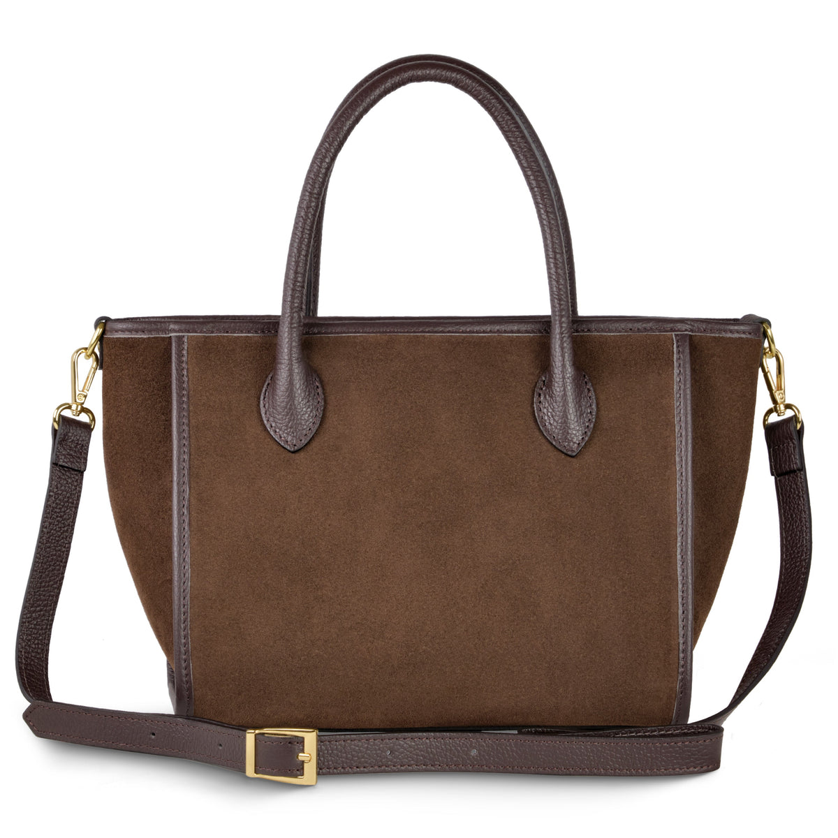 Bolso con asa superior de ante genuino y piel plena flor italianos | Alba