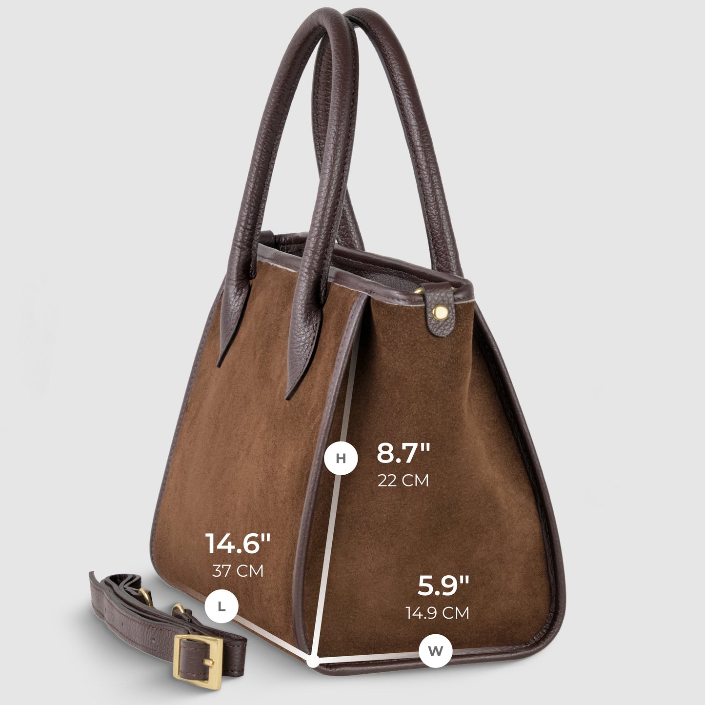 Italian Genuine Suede & Full-Grain Leather Top-Handle Bag | Alba
