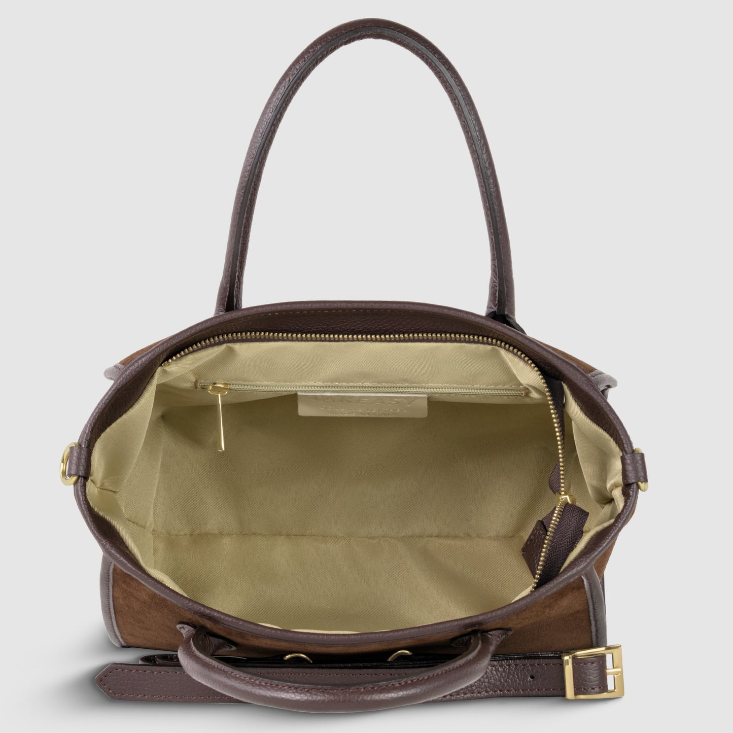 Italian Genuine Suede & Full-Grain Leather Top-Handle Bag | Alba