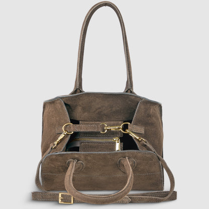 Italian Genuine Suede Top-Handle Bag | Novara
