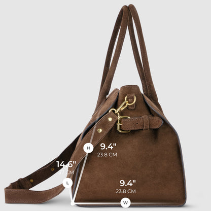 Italian Genuine Suede Top-Handle Bag | Cuneo