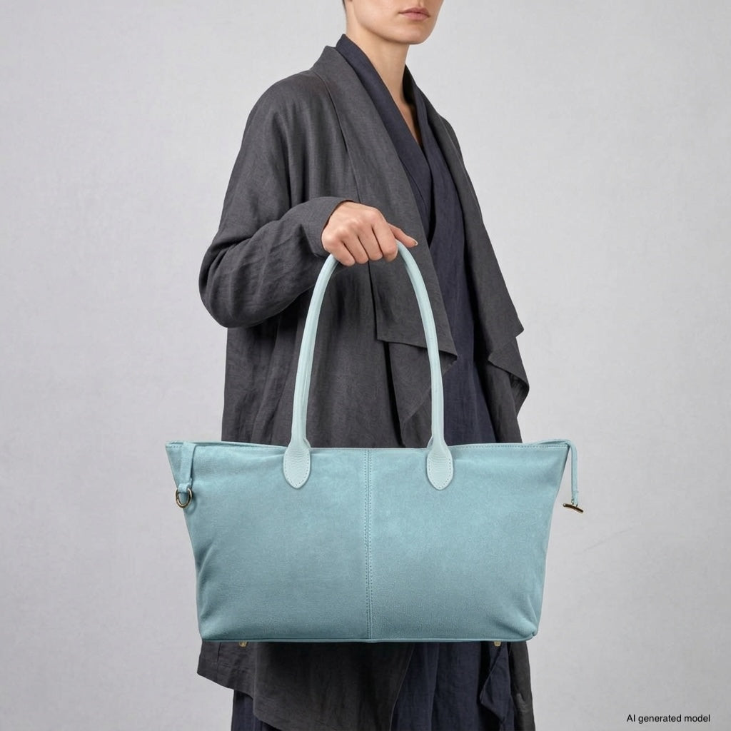 Bolso tote de cuero genuino de gamuza y plena flor italiano | Bolonia