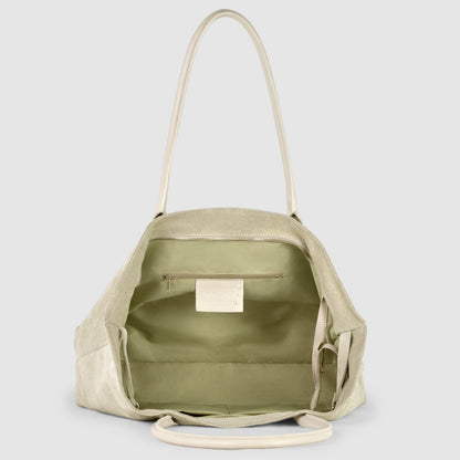 Italian Genuine Suede & Full-Grain Leather Tote Bag | Bologna