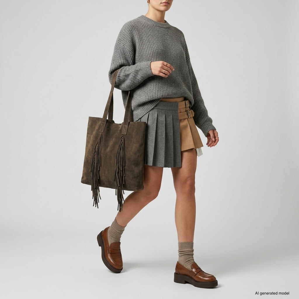 Italian Genuine Suede Tote Bag | Como