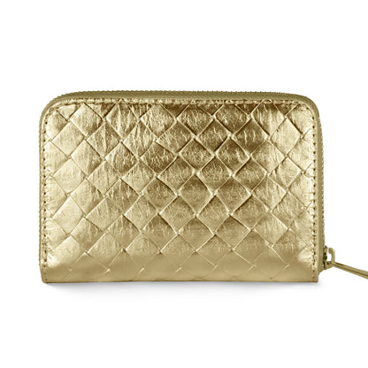 Italian Genuine Woven-Embossed Metallic Suede Wallet | Pesaro