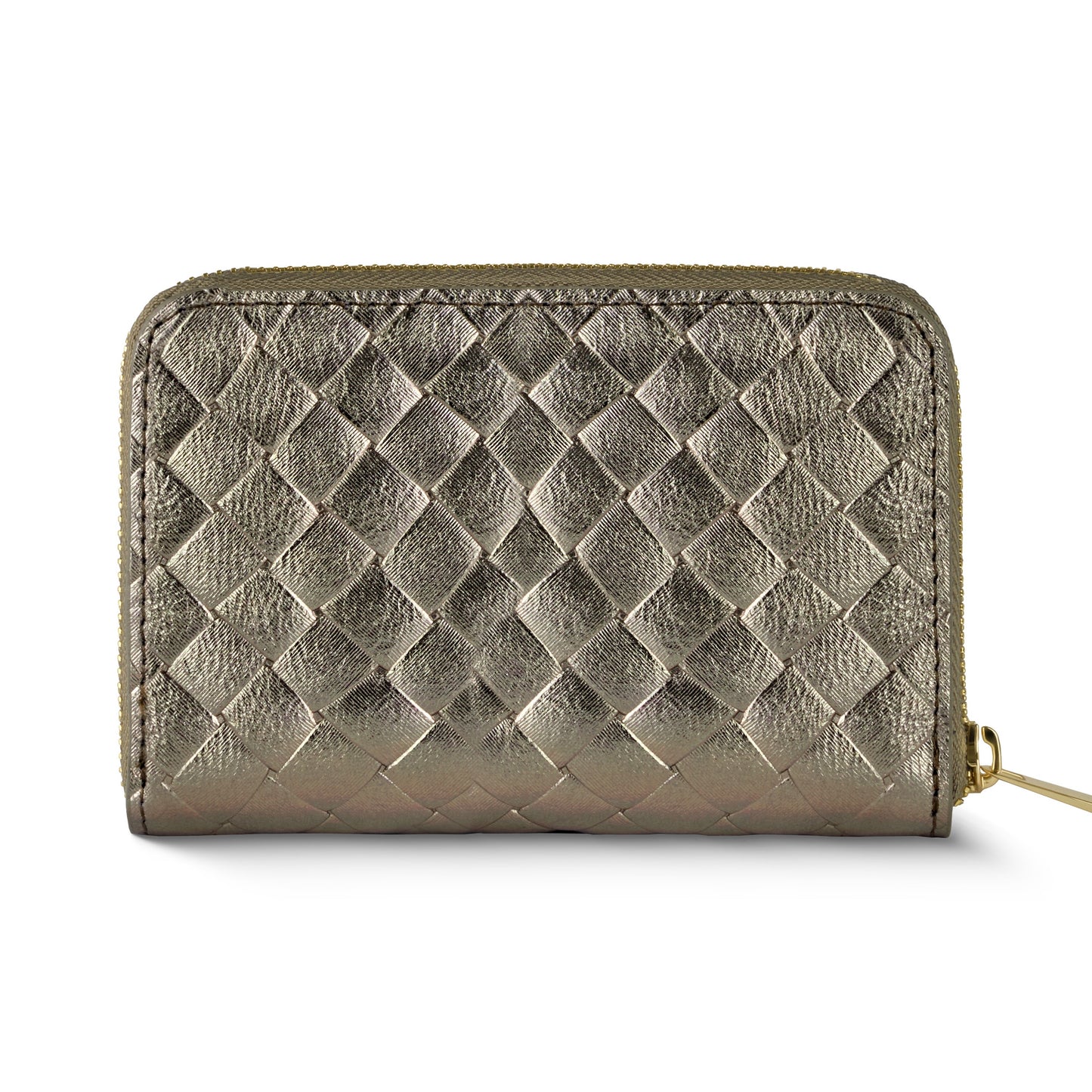 Italian Genuine Woven-Embossed Metallic Suede Wallet | Pesaro