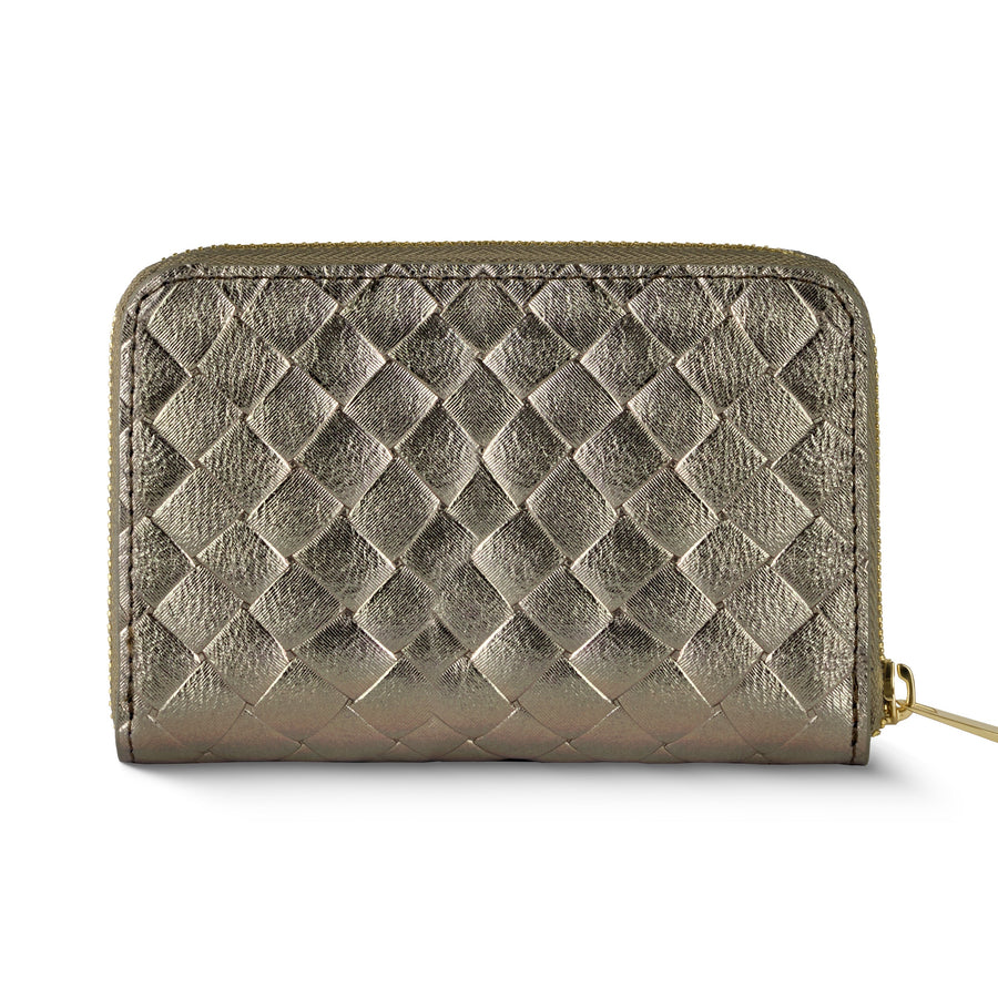 Italian Genuine Woven-Embossed Metallic Suede Wallet | Pesaro
