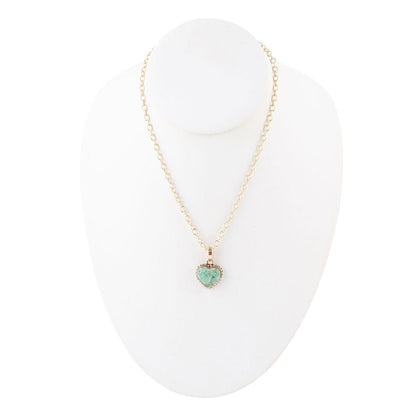 Turquoise Heart Pendant and Bronze Necklace