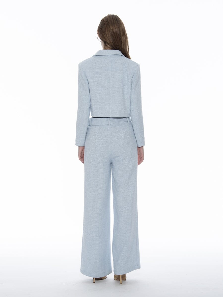 Tweed Collared Flap Detail Button Cropped Jacket