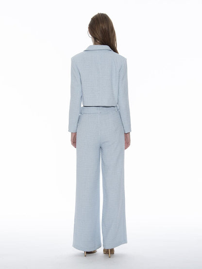 Tweed Collared Flap Detail Button Cropped Jacket