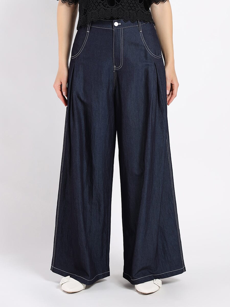 Gracia Fashion Women's Wide Leg Baggy Denim Pants