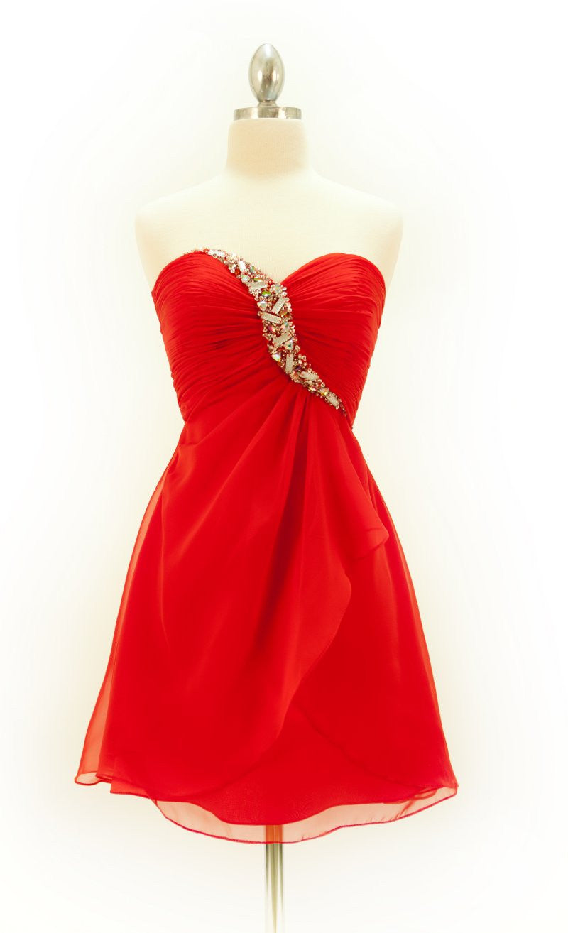 LIQUIDACIÓN - Vestido corto de gasa rojo Cinderella Divine HK5744 (Talla 4)