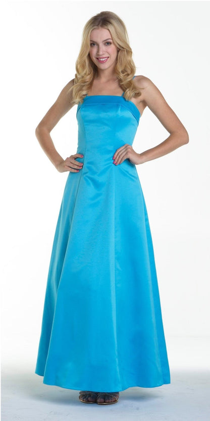 CLEARANCE - Bridesmaid Dress Poly Satin Spaghetti Strap A Line Gown (Size Small)
