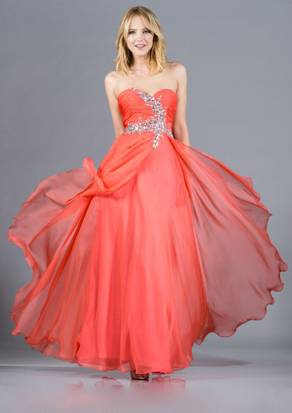 CLEARANCE - Cinderella Divine 7574 Strapless Prom Gown Double Layer Chiffon (Size 8)