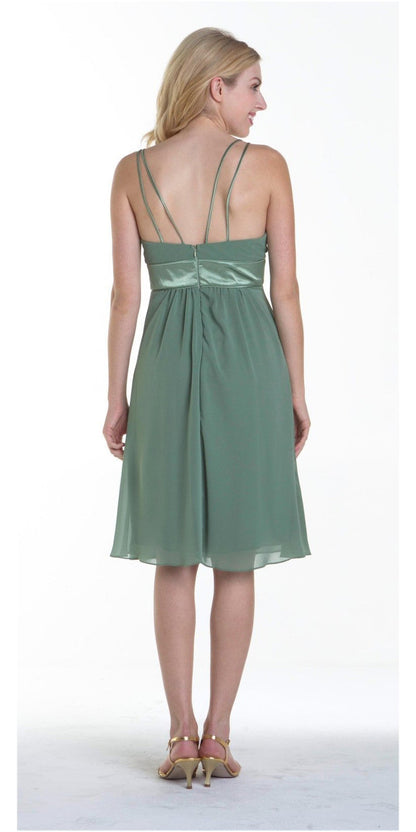 CLEARANCE - Knee Length Spaghetti Strap Chiffon Dress (Size Medium)
