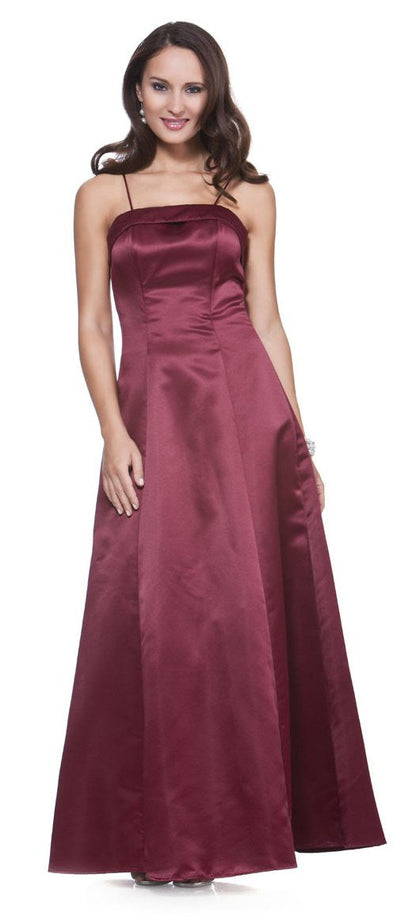 CLEARANCE - Bridesmaid Dress Poly Satin Spaghetti Strap A Line Gown (Size Small)