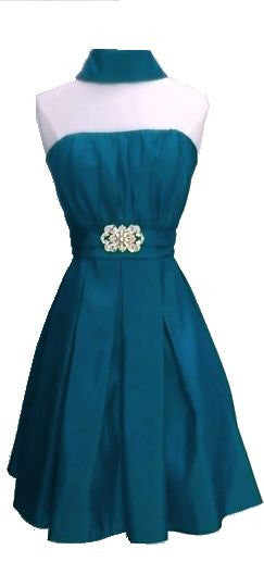 CLEARANCE - Cinderella Divine 5039 Knee Length Teal A-Line Dress (Size M)