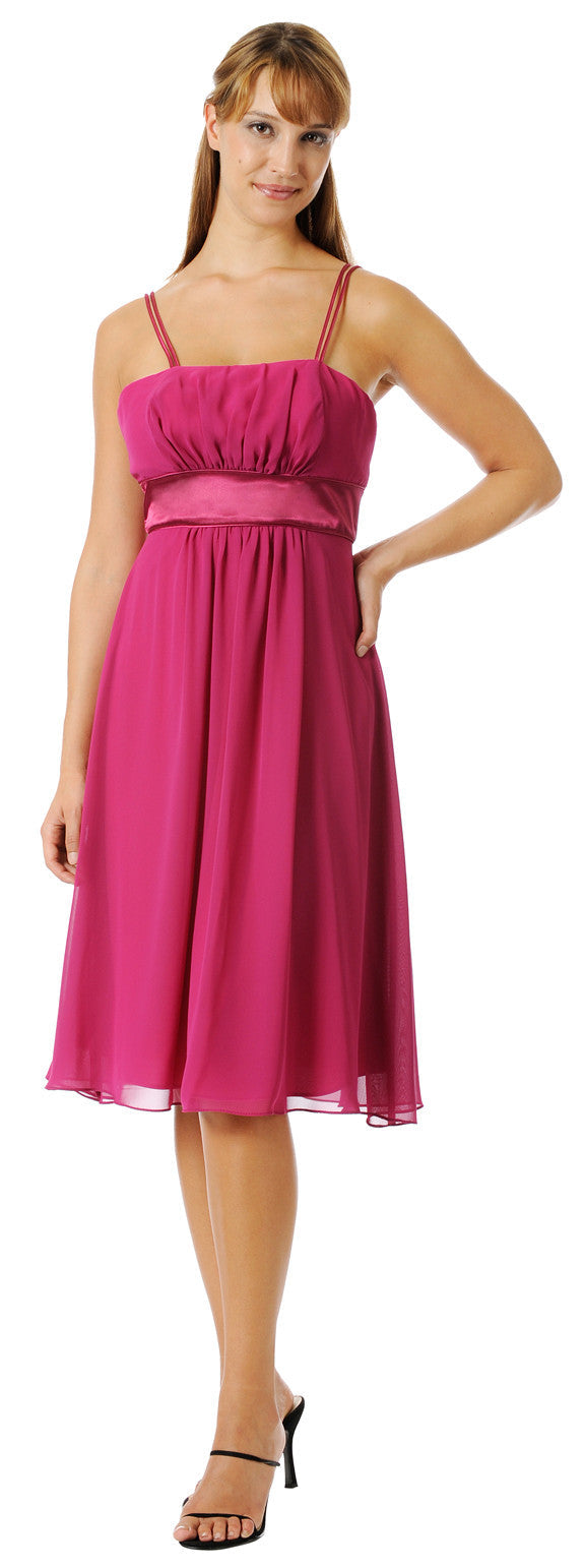 CLEARANCE - Knee Length Spaghetti Strap Chiffon Dress (Size Medium)