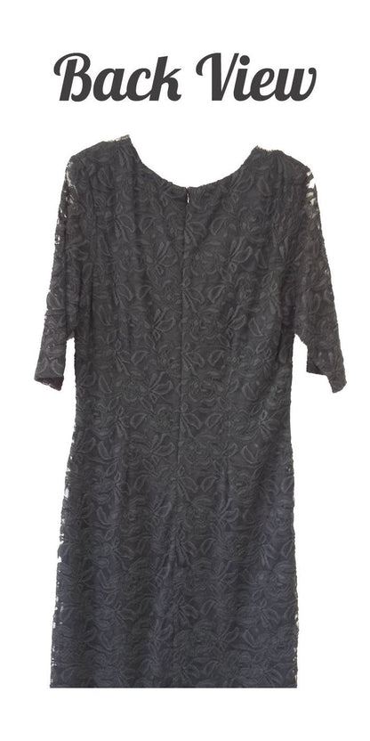 CLEARANCE - Modest Coral Knee Length Semi Formal Dress Short Sleeve Pearl Neck (Size XL, 3XL)