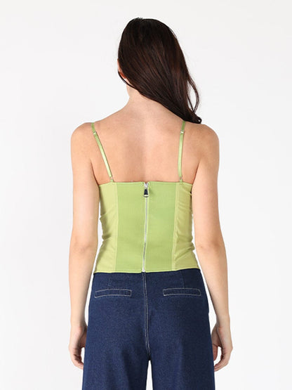 Zip up corset top with straps